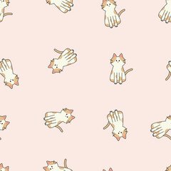 Cute cartoon cat seamless pattern. Seamless pattern featuring cute cartoon kitty pet characters. Kitten collection, perfect for children's prints. The pattern is ideal for wallpaper, packaging, fabric