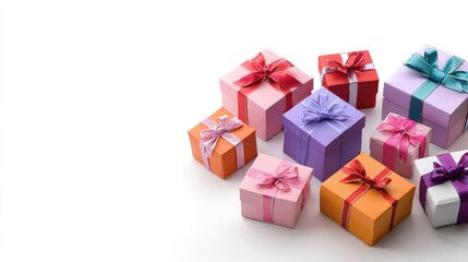 Gift boxes background, isolate white, no logos, no brands