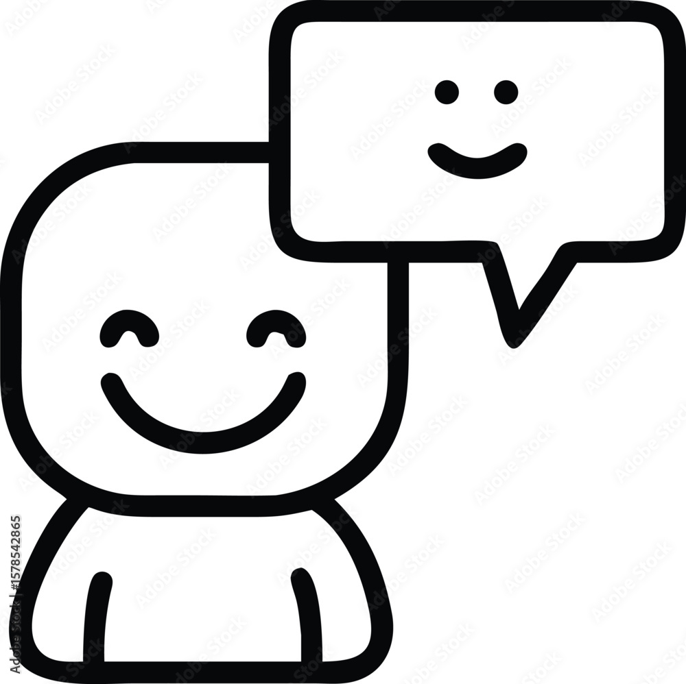 Aufkleber vector art of a cheerful cartoon character with a smiling face is sharing a positive message in a sp