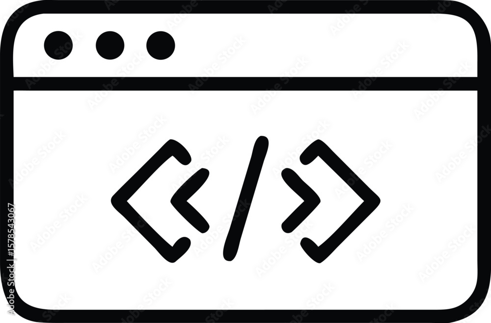 Poster vector art of a code icon represents programming, web development, or software engineering concepts