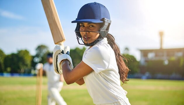 Woman cricketer in action (1)