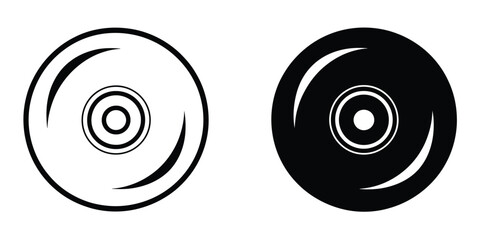 A minimalist icon design of two identical CDs side by side