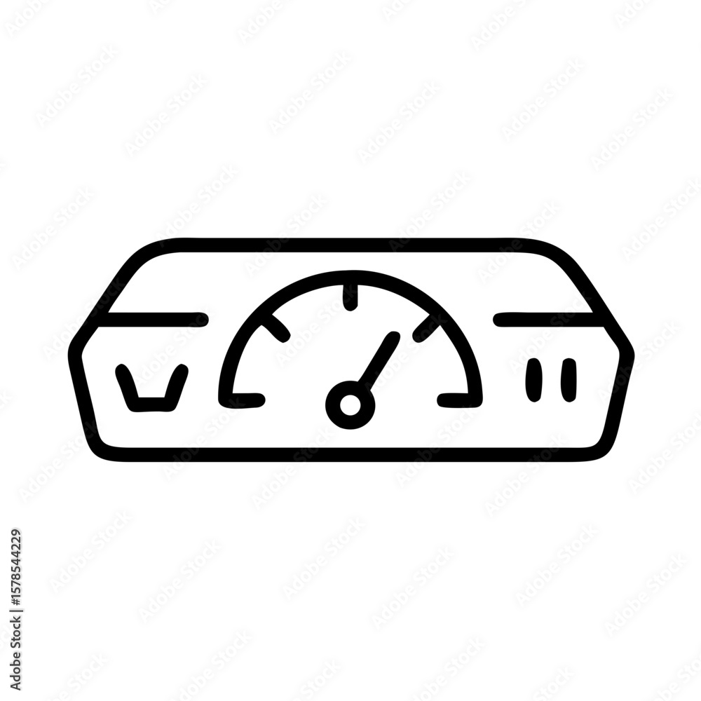 Poster car dashboard with speedometer and gauges in outline style. car dashboard displaying vital informati