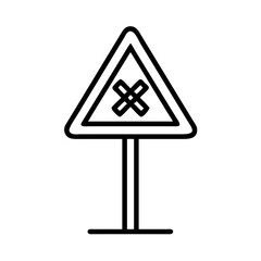 Illustrative railway crossing sign on white background, an important warning for motorists. Depicting railway crossing sign and its purpose for road safety.