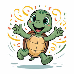 Obraz premium turtle character design posing happy illustration