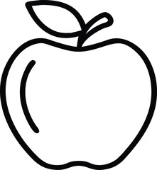 Minimal Apple Line Art &ndash; Simple Black Outline Fruit Icon