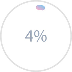 Blue pink gradient circle percentage diagrams 4%, simple indicator infographic flat design vector illustration loading data interface elements app button ui ux web isolated on white background
