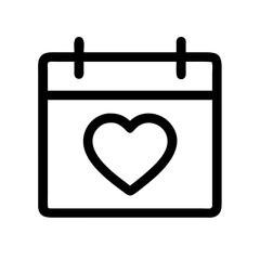Calendar with a heart icon displayed on white background in a minimalist design. Calendar with a heart symbolizes love and appointments, making it ideal for planning important dates and holidays.