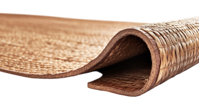 • A stylish eco-conscious yoga mat with anti-slip texture, isolated on white background in HD 