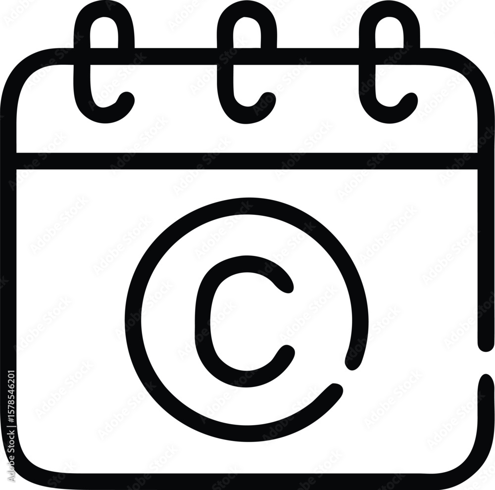 Fototapete vector art of a calendar icon with a copyright symbol represents scheduling and intellectual propert