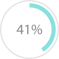 Green circle percentage diagrams 41%, simple indicator infographic flat design vector illustration loading data interface elements app button ui ux web isolated on white background