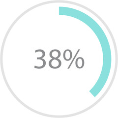 Green circle percentage diagrams 38%, simple indicator infographic flat design vector illustration loading data interface elements app button ui ux web isolated on white background