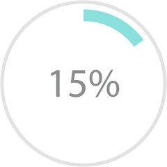 Blue pink gradient circle percentage diagrams 15%, simple indicator infographic flat design vector illustration loading data interface elements app button ui ux web isolated on white background