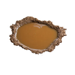 Abstract Mud Puddle with Brown Water and Textured Earth Isolated on White