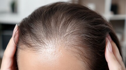 Fototapeta premium CloseUp of a Person Experiencing Hair Loss