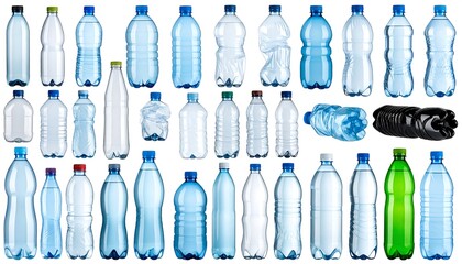 Assorted plastic water bottles