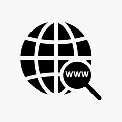Globe with Magnifying Glass Icon &ndash; Global Search and Exploration Vector