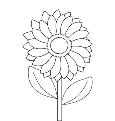 Floral Line Art Sunflower for Kids Coloring, Worksheets, and Decorative Design