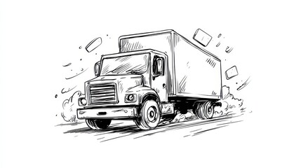 Free delivery truck hand drawn outline doodle icon. Free shipping, delivery service and courier concept. Vector sketch illustration for print, web, mobile and infographics on white background., no lo