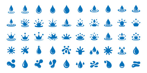 A set of minimalist water and liquid icons