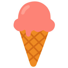 Sweet Pink Cone: A simple illustration of a scoop of pink ice cream melting slightly on a classic waffle cone.
