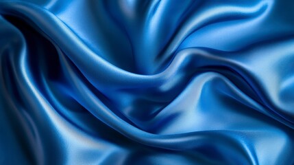 Obraz premium Luxurious blue silk fabric with elegant, flowing folds and soft, smooth texture.