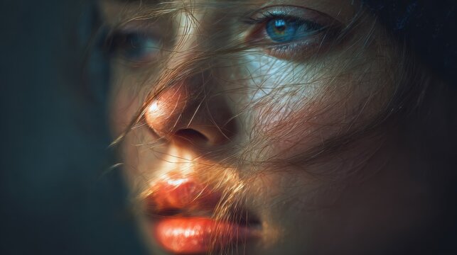 Beautiful woman portrait. Abstract concept photography gracefully capturing the essence of female creativity beauty and grace. Ai generated