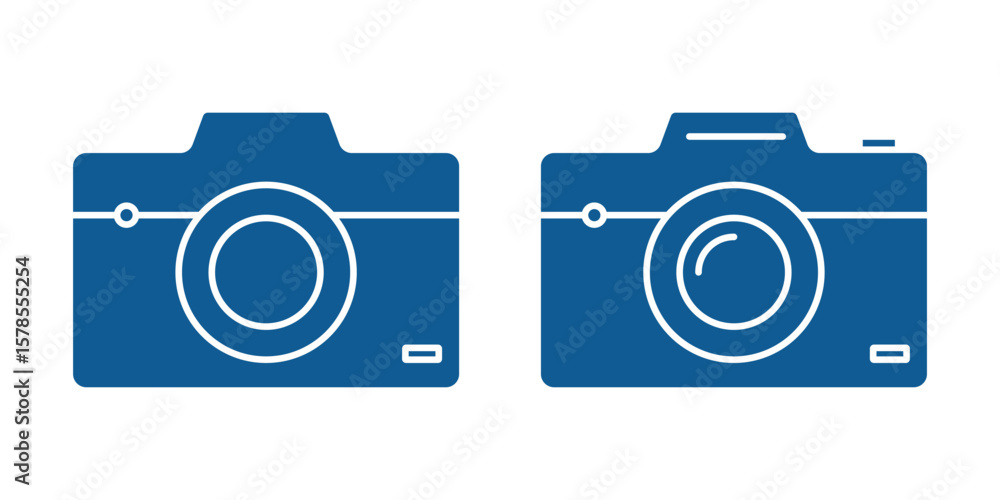 Poster camera icon set. photo camera in flat style symbol. a set of camera icons in various styles. eps 10