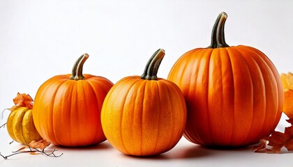 Obraz premium Pumpkins for Autumn and Halloween white background 