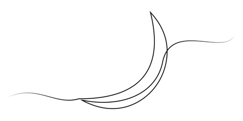 Moon continuous one line drawing minimalism design.  Vector illustration. Moon icon in one line, Moon symbol.