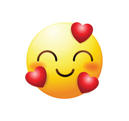 Blushing emoticon vector illustration isolated. Love emoji icon.