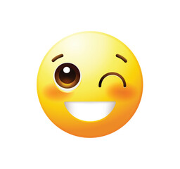 Winking emoticon vector illustration isolated. Wink emoji icon.