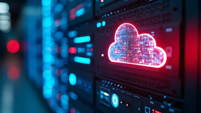 High Efficiency Cloud Server Infrastructure: Secure Hosting & Scalable Virtual Environments for Enterprise Digital Services - Photo Stock Concept with Left Space
