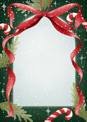 Christmas frame, cocette bow  Watercolor frames bundle, Festive Decorative Borders PNG Christmas greeting card, Border can be used as invitation card