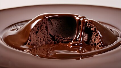 Melted Chocolate Surface.Liquid Chocolate Close-Up Background.



