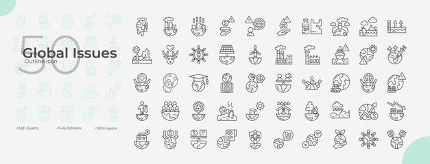 Global Issues Line Editable Icons set. Vector illustration in modern thin line style of Global Issues icons: global, issue, ozone, etc