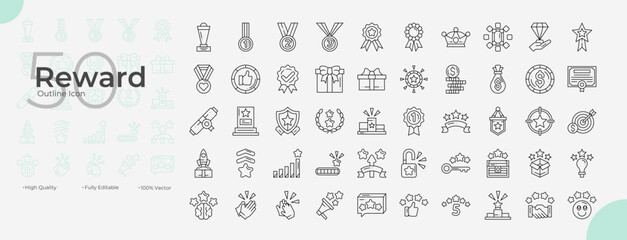 Reward Line Editable Icons set. Vector illustration in modern thin line style of Reward icons: reward, award, prize, etc