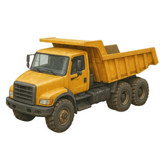 Fototapeta premium Transparent background Yellow dump truck for construction site use.
