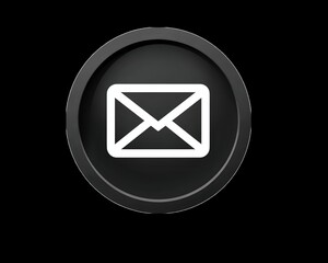 Email Icon inside Black Circle - Modern Communication Envelope Symbol on Dark Background