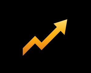 Uptrend Arrow Jagged Path to Financial Growth Depicted in a Modern Design