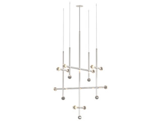 JOULLE 15-001 , Brass -Black-Silver / Clear crystal , Elegant Lighting Fixture Against black bachground 