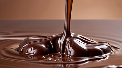 Melted Chocolate Surface.Liquid Chocolate Close-Up Background.



