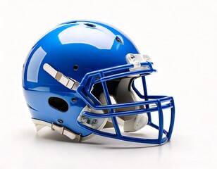 Fototapeta premium side view white and blue football helmet mockup on white background 