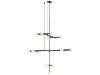 JOULLE 15-002 , Brass -Black-Silver / Clear crystal , Elegant Lighting Fixture Against white...
