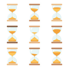 Set of Hourglass Timekeeping Icons