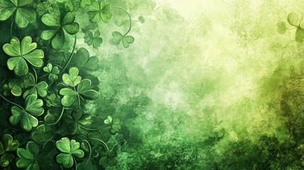 Shamrock leaves border on textured background.