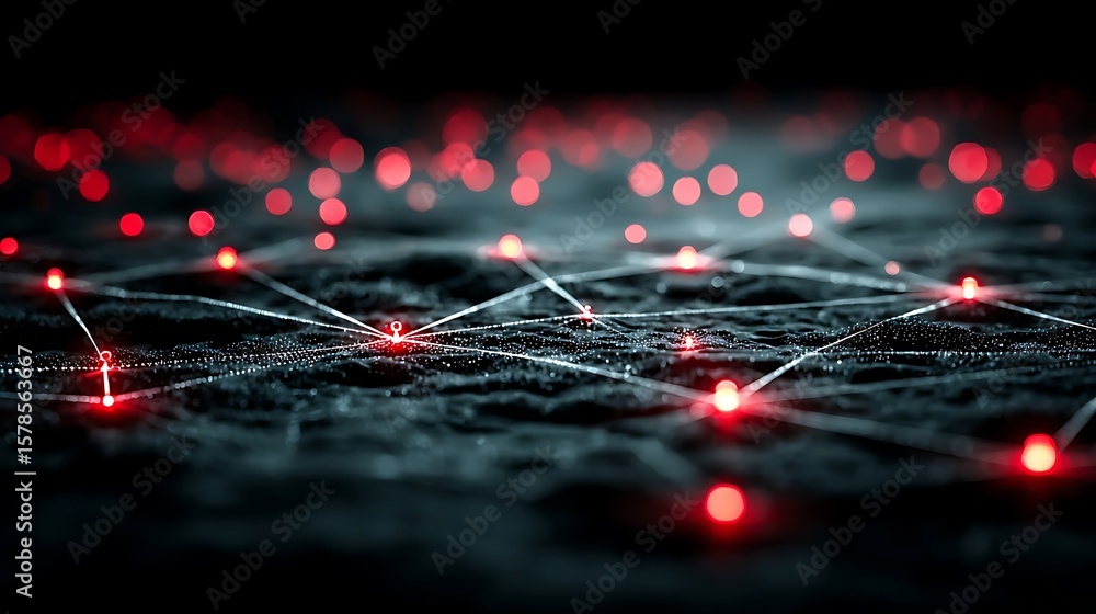 Poster abstract network connections: red light nodes and lines