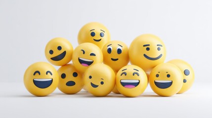 Naklejka premium 3d illustration. Emojis icons with facial expressions. Social media concept. Isolated white background, no logos, no brands