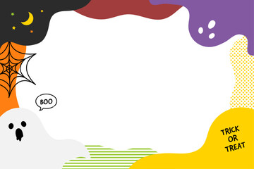 ポップでかわいいおばけのハロウィン背景フレーム