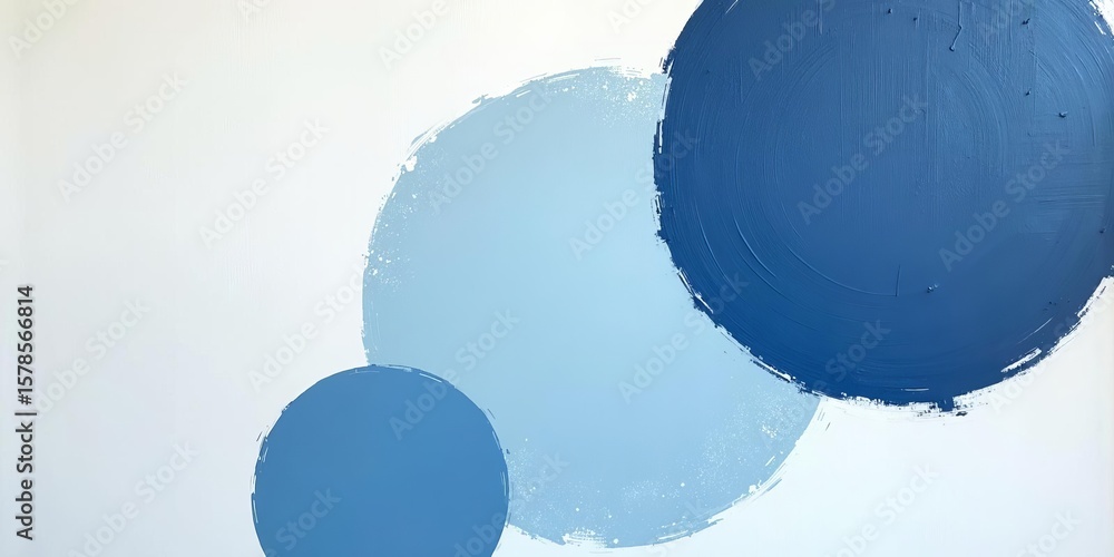 Poster abstract minimalism with overlapping blue painted circles on white canvas symbolizing connection, cr